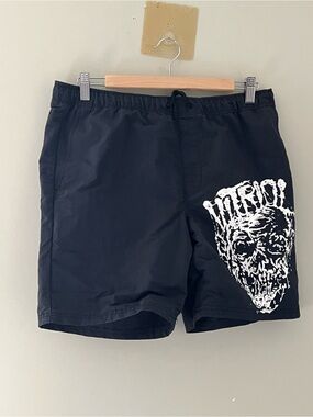Vitriol Skull Graphic Black Swim Trunks Board Shorts Men’s Size M
